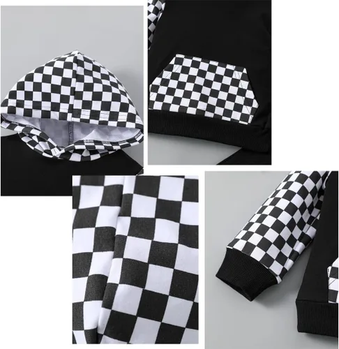 Vista 4 de Meiweileya Conjunto de sudadera con capucha y pantalones sólidos para bebé niño para otoño e invierno