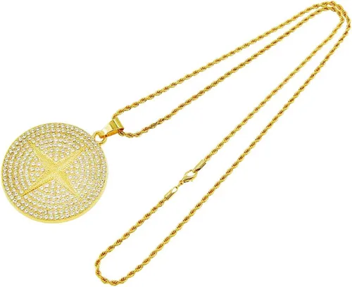 Vista 4 de Cadena helada para hombre, collar con colgante de cruz de circonita cúbica para hombre, estilo creativo, hip hop, punk, joyería para hombre, cadena
