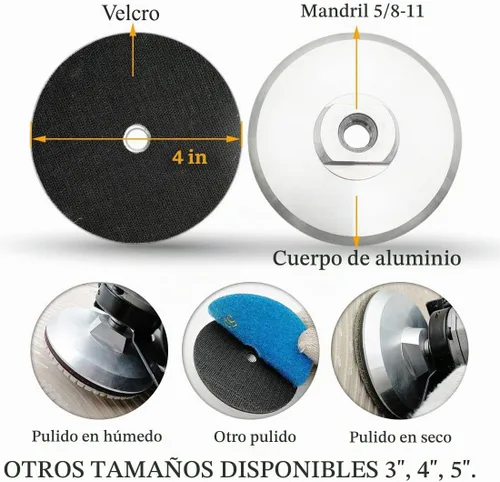 Vista 2 de DT-DIATOOL Parte trasera de aluminio de la almohadilla de pulido de 3 pulgadas, almohadilla de respaldo de gancho con eje de 5/8 pulgadas, 11