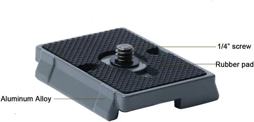 Vista 2 de Placa de liberación rápida con tornillo de 1/4 pulgadas compatible con cabezal de trípode de cámara Manfrotto 200PL-14 322RC2 324RC2 488RC2 496RC2
