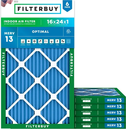 Vista 14 de Filterbuy Filtro de aire MERV 13 de 8 x 14 x 1 pulgadas para defensa óptima contra el humo y la alergia (paquete de 6), repuesto de filtros