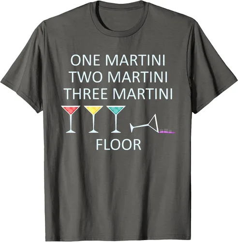 Vista 19 de Funny Bartender One Two Three Martini Floor Cocktail T-Shirt Asphalt Grey