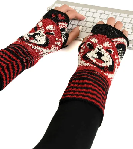 Vista 3 de Green 3 Guantes sin dedos de algodón reciclado para mujer, talla única