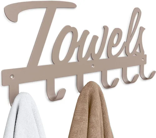 Vista 7 de Livelab Toallero, toallero para baño montado en la pared, 6 ganchos de metal negro para ahorrar espacio en el baño, impermeable, a prueba de óxido