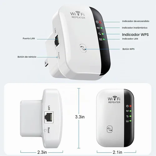 Vista 2 de Extensor WiFi, amplificador de señal WiFi de hasta 5800 pies cuadrados y 58 dispositivos, extensor de alcance WiFi, repetidor de Internet