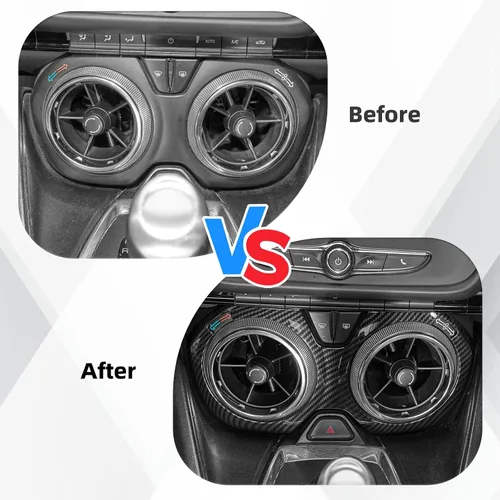 Vista 2 de Cubierta de ventilación de salida de aire de fibra de carbono, accesorios interiores compatibles con Chevrolet Chevy Camaro 2016-2026