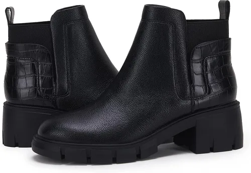 Vista 3 de Botas de tobillo elásticas para mujer, con suela de lengüeta, tacón grueso, tacón medio de bloque