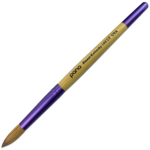 Vista 22 de PANA Pure Kolinsky Cepillo de uñas acrílico con mango de madera - forma redonda