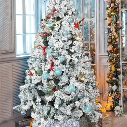 Vista 7 de Lulu Home 30 adornos de bola de Navidad transparentes de 2.36 pulgadas Azul claro transparente