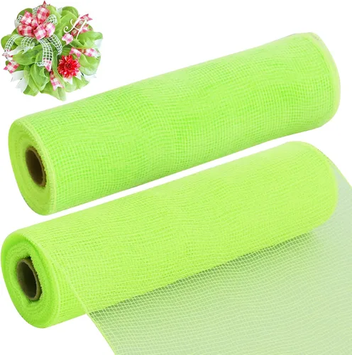 Vista 15 de TONIFUL 2 rollos de cinta de malla decorativa negra de 10 pulgadas, malla de tela para suministros de corona de malla, corona de puerta delantera