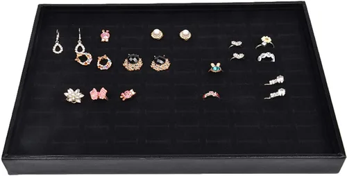 Vista 2 de El anillo apilable de la ranura del terciopelo negro 100 inserta la 100 anillos de ranura negros