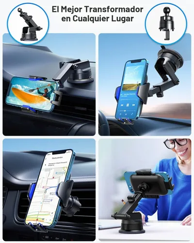 Vista 3 de VANMASS [Verdad Grado Militar] Soporte para teléfono de coche [Mejor succión y clip] Soporte para teléfono celular para salpicadero, rejilla
