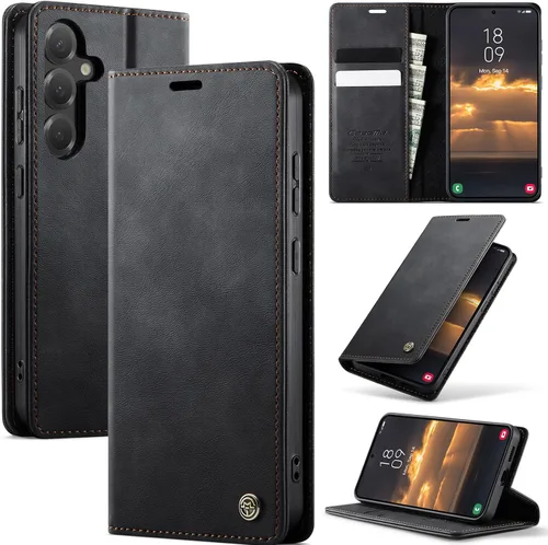 Vista 31 de Funda tipo cartera para Samsung Galaxy Z Fold 7 de piel con tarjetero y función atril, cierre magnético, bloqueo RFID, TPU a prueba de golpes, Negro