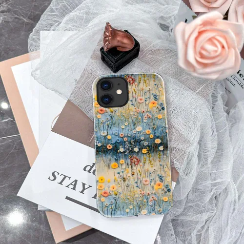 Vista 5 de Funda TnXee Compatible con iPhone 11, Funda Híbrida Brillante de 2 Capas para Prevenir Caídas para Niñas y Niños, Aspecto Bonito con Flores Salvajes