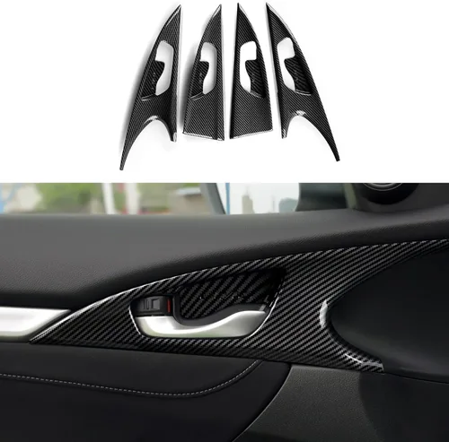 Vista 21 de Calcomanías de cubierta de altavoz de pilar para Honda Civic 2016 2017 2018 2019 2020 2021 10ª generación Accesorios ABS fibra de carbono pegatinas