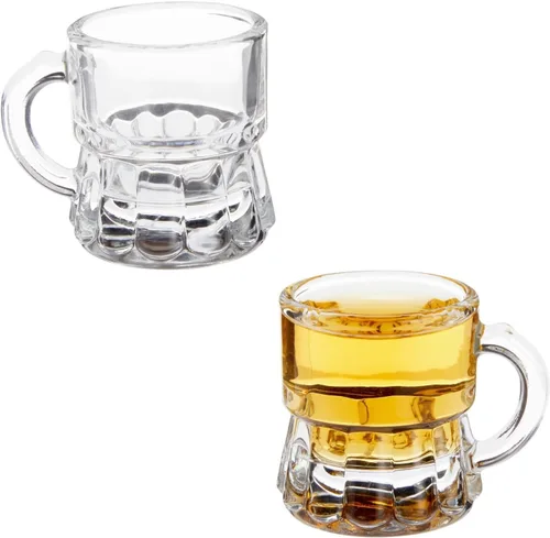 Vista 7 de Okuna Outpost Mini vasos de chupito con asas, juego de chupitos transparentes reutilizables, para servir mini chupitos con agarre seguro, recuerdos