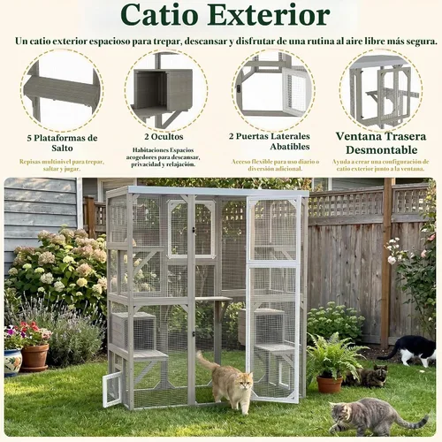 Vista 2 de Gowoodhut Catio - Recintos para gatos al aire libre, casa grande de madera
