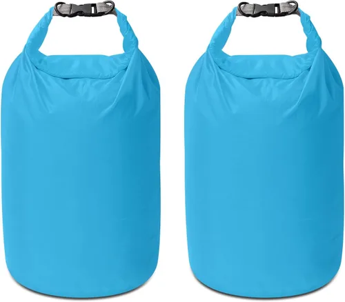 Vista 22 de Juego de bolsas secas, impermeables, pequeñas y ligeras, para tabla de remo, kayak, pesca, campamento (azul, 2 L + 5 + 10 L)