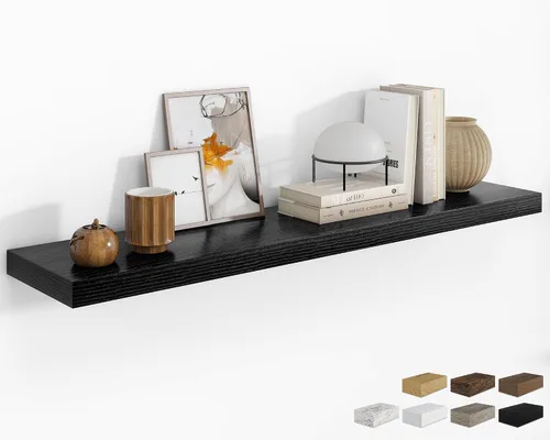 Vista 95 de RICHFOCUS Estantes flotantes de 8 pulgadas para estantes cuadrados de pared para dormitorio, cocina, baño, estante flotante de madera rústica