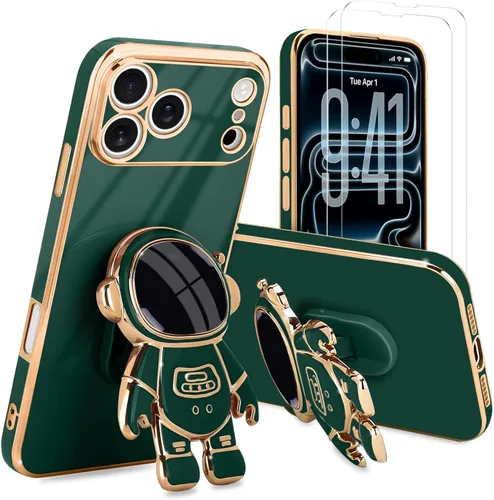 Vista 60 de Pepmune - Funda para iPhone 15 con soporte de astronauta 3D, color negro