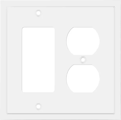 Vista 85 de Henne Bery Placa decorativa de pared con borde moderno, tapa de tomacorriente para cubrir enchufe, aleación de zinc maciza duradera