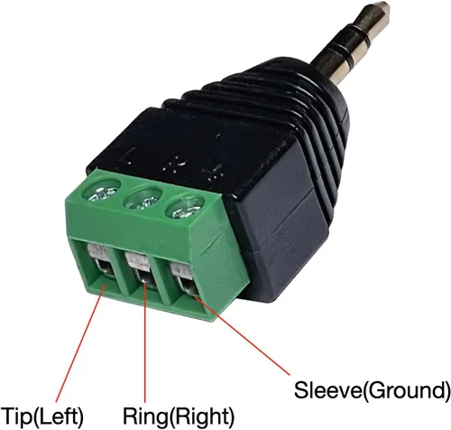 Vista 2 de Adaptador de terminal estéreo TRS macho a tornillo de 0.1 in, paquete de 4
