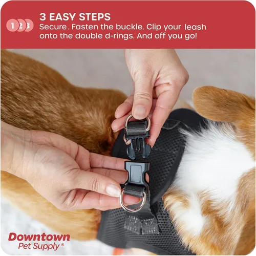 Vista 238 de Downtown Pet Supply Arnés para perro Step-in – Sin tirones, malla acolchada ajustable con ribete reflectante, correa de hebilla segura – Arnés
