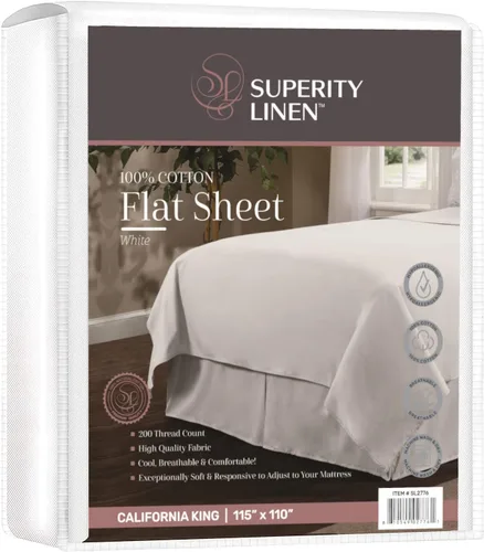 Vista 9 de Superity Linen Sábana encimera tamaño individual para cama, 100% algodón, duradera y cómoda con 200 hilos, suave, transpirable y acogedora (66 x 96)