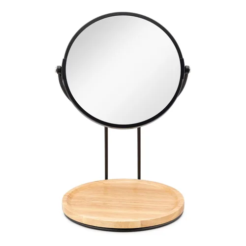 Vista 7 de Navaris Espejo cosmético con bandeja para joyas, espejo de escritorio para maquillaje y aseo, doble cara con espejo de aumento 2X, 11.4 x 6.7 x 6.7
