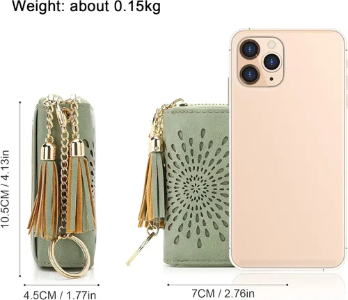 Vista 5 de APHISON RFID - Porta tarjeta de crédito con cremallera carteras pequeñas para mujer en cuero estilo girasol para mujer y niña caja de regalo 1927