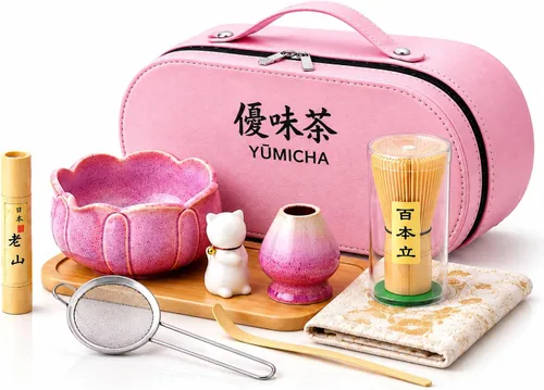 Vista 11 de Juego de batidor Matcha YMiga – Kit completo de matcha con batidor de bambú matcha, cuenco de cerámica matcha, tamiz y cucharada – Kit de Verde/Negro