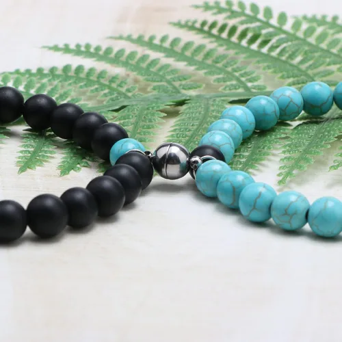 Vista 4 de Pulseras magnéticas a juego para parejas, hombres, mujeres, para él, para ella, novio o novia, pulseras de conexión amorosa, regalos para el Día