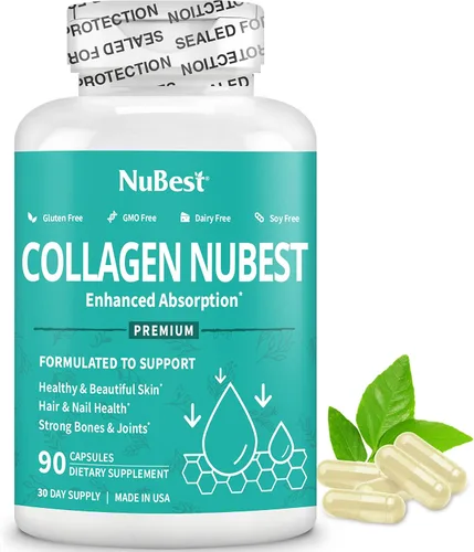 Vista 7 de NuBest Péptidos de colágeno súper colágeno, revitaliza la piel, el cabello y las uñas, fuerza ósea y articular, fórmula de colágeno de belleza