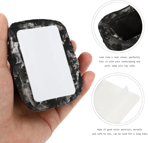 Vista 5 de Vaguelly Caja oculta de llaves de piedra falsa para exteriores, resina para ocultar una llave, almacenamiento seguro para casa, jardín, decorativo