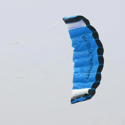 Vista 3 de Besra - Enorme cometa de 74 pulgadas de doble línea para acrobacias con paracaídas con herramientas de vuelo 1.9 m de potencia para kitesurf. Azul