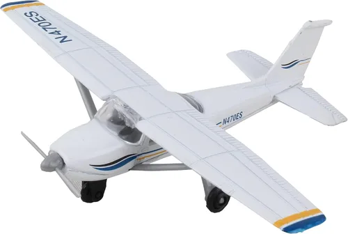 Vista 3 de Daron Runway24 Cessna 172 2000 Skyhawk Azul/Blanco Escala 1:87 Modelo de avión fundido a troquel con pista de aterrizaje