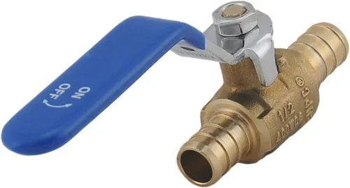 Vista 3 de LD - Válvula de bola de latón PEX de 1/2 pulgada, válvula de bola de cierre de latón PEX LF de 1/2 pulgada con palanca larga roja y azul, válvula