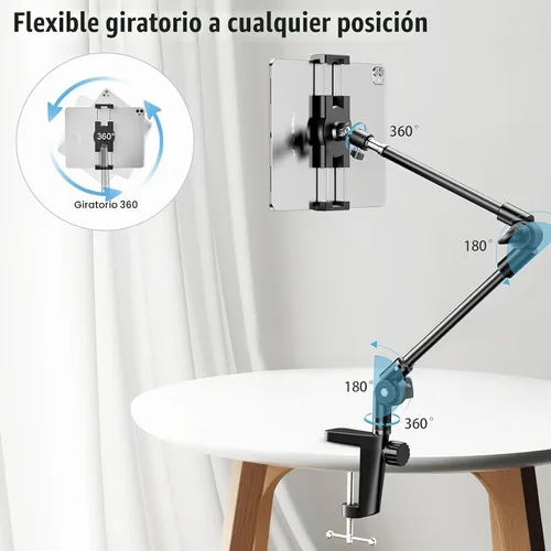Vista 4 de KDD Soporte para tableta, soporte de teléfono iPad de ajuste, soporte de cámara web de brazo largo de 27 pulgadas para escritorio, apto