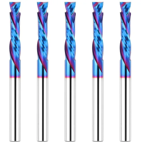 Vista 18 de EANOSIC Brocas de fresadora en espiral de compresión ascendente y descendente de 1/2 pulgada de diámetro de corte con revestimiento nano azul