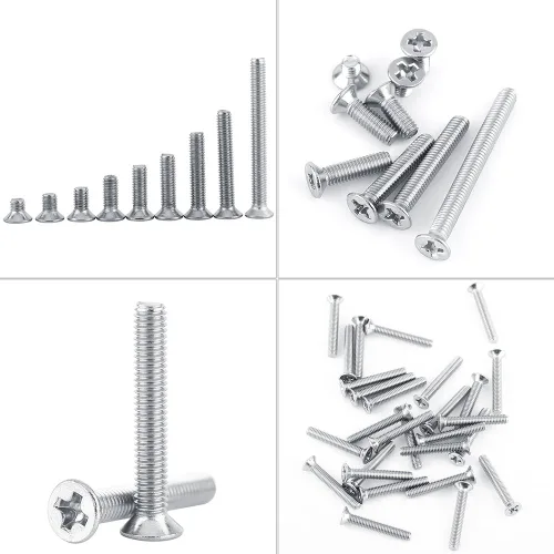 Vista 6 de Tornillos de máquina M3, 9 tipos M3 de cabeza plana, acero inoxidable SS304 de cabeza plana de acero inoxidable SS304 (M3x8)