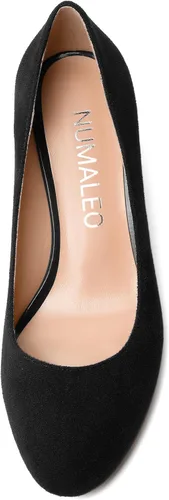 Vista 3 de Zapatos formales de gamuza para mujer, puntera redonda, tacón bajo grueso, 2 pulgadas