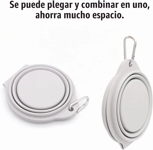 Vista 3 de SLSON Cuencos plegables para perros, cuenco doble integrado para perro, sin borde de plástico, 2 en 1, plegable para comida y agua para mascotas