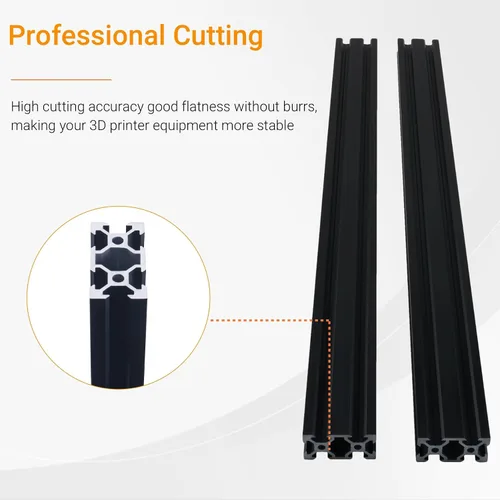 Vista 5 de 2 piezas de extrusión de aluminio de 31.496 in 2040 V estándar europeo anodizado perfil de aluminio negro anodizado con accesorios para impresora 3D