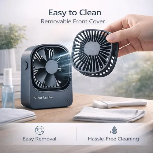 Vista 9 de Ventilador de escritorio portátil, ventilador pequeño inalámbrico recargable por USB de alta capacidad con rotación de 360°, ventilador personal Azul