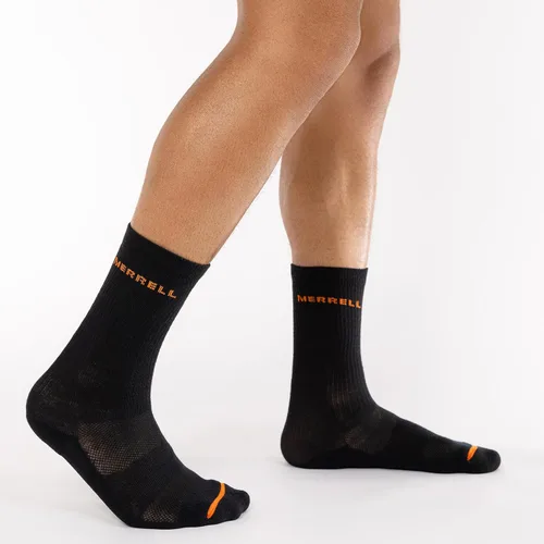 Vista 4 de Merrell Men's and Women's Recycled Cushioned Crew Socks-6 & 12 Pairs-Hiking Arch Support negro (6 pares)