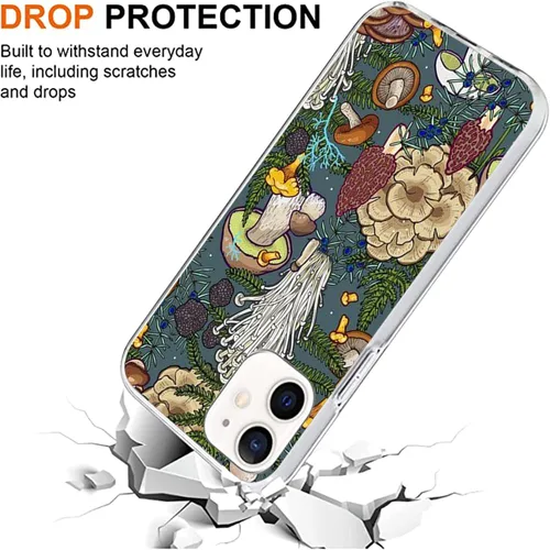 Vista 3 de Funda compatible con iPhone 11, diseño de bosque de hongos y plantas naturales, con protección contra caídas a prueba de golpes, funda protectora