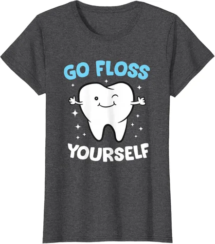Vista 6 de Camiseta higienista dental, asistente dental, Go Floss Yourself dentista, Negro, S