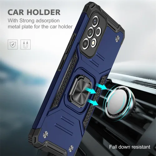 Vista 6 de HNHYGETE Funda para teléfono Galaxy A53 5G con protector de pantalla, soporte giratorio de grado militar de 360° [resistente] a prueba de golpes