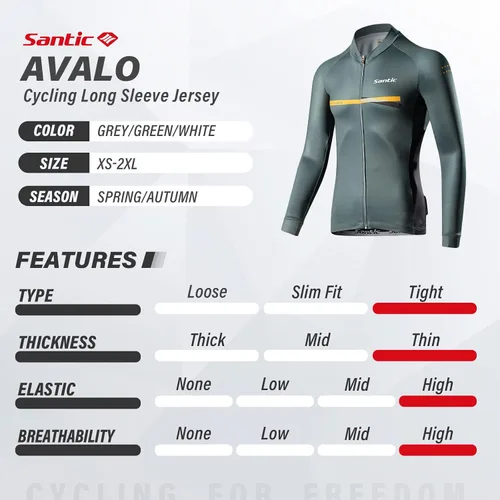 Vista 39 de Santic - Camiseta de ciclismo para hombre, manga larga, reflejante, cremallera completa, con bolsillos