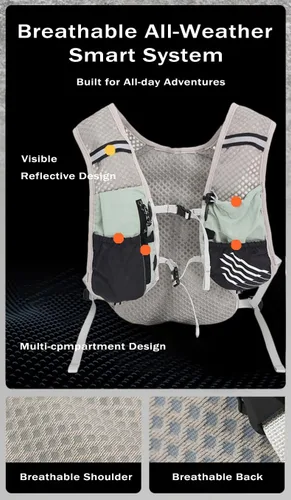 Vista 7 de Hydration Running Vest for Women Men, Water Vest Backpack 2L, Lightweight Hydration Pack Water Backpack for Hiking, Trail Marathon Race